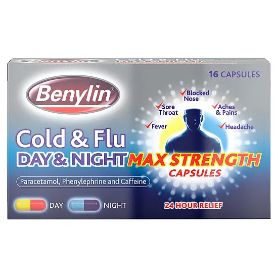 Benylin Cold and Flu Max Strength – 16 Capsules