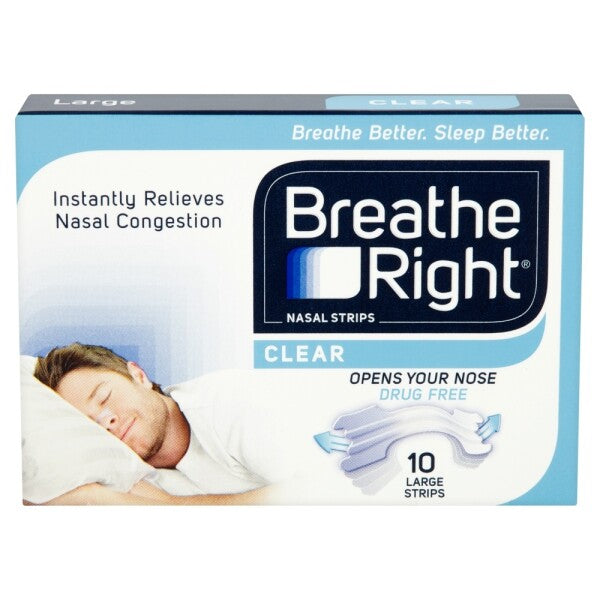 Breathe Right Congestion Relief Nasal Strips Clear Large - 10 Strips