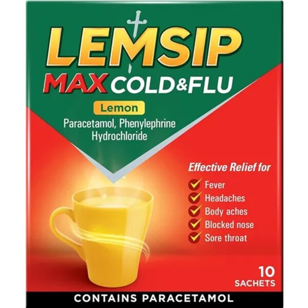 Lemsip Max Cold & Flu Lemon - 10 Sachets