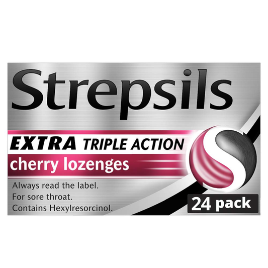 Strepsils Extra Triple Action Cherry Lozenges - 24 Pack