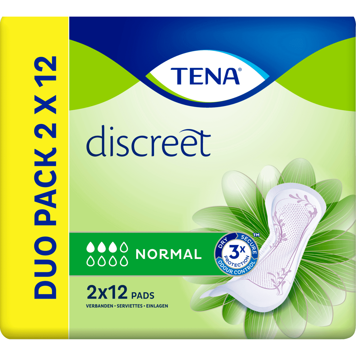 Tena Discreet Normal 3x protection 2X12 Pads