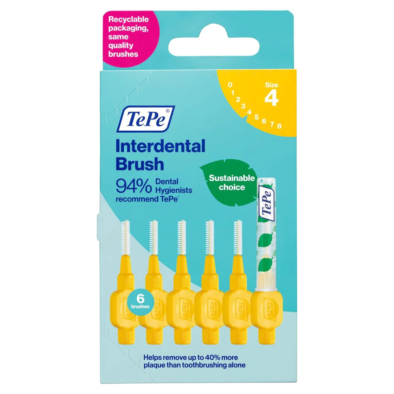 Tepe Interdental Brush 0.7mm Size 4 Yellow Brushes.png