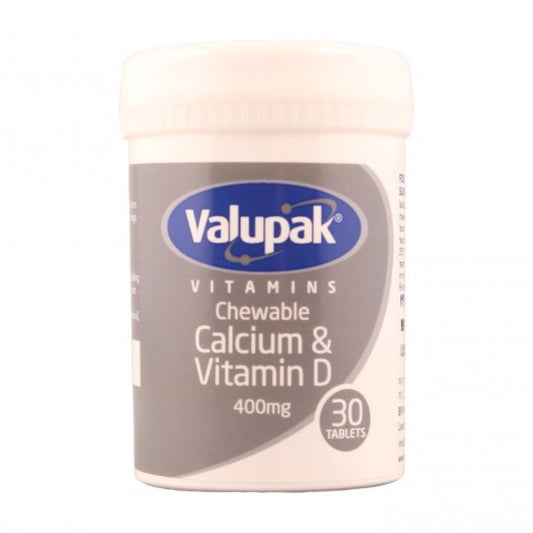 Valupak Vitamins Chewable Calcium & Vitamins D 400mg Tablets 30's