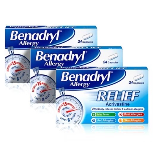 Benadryl Allergy Relief - 24 capsules x 3 packs