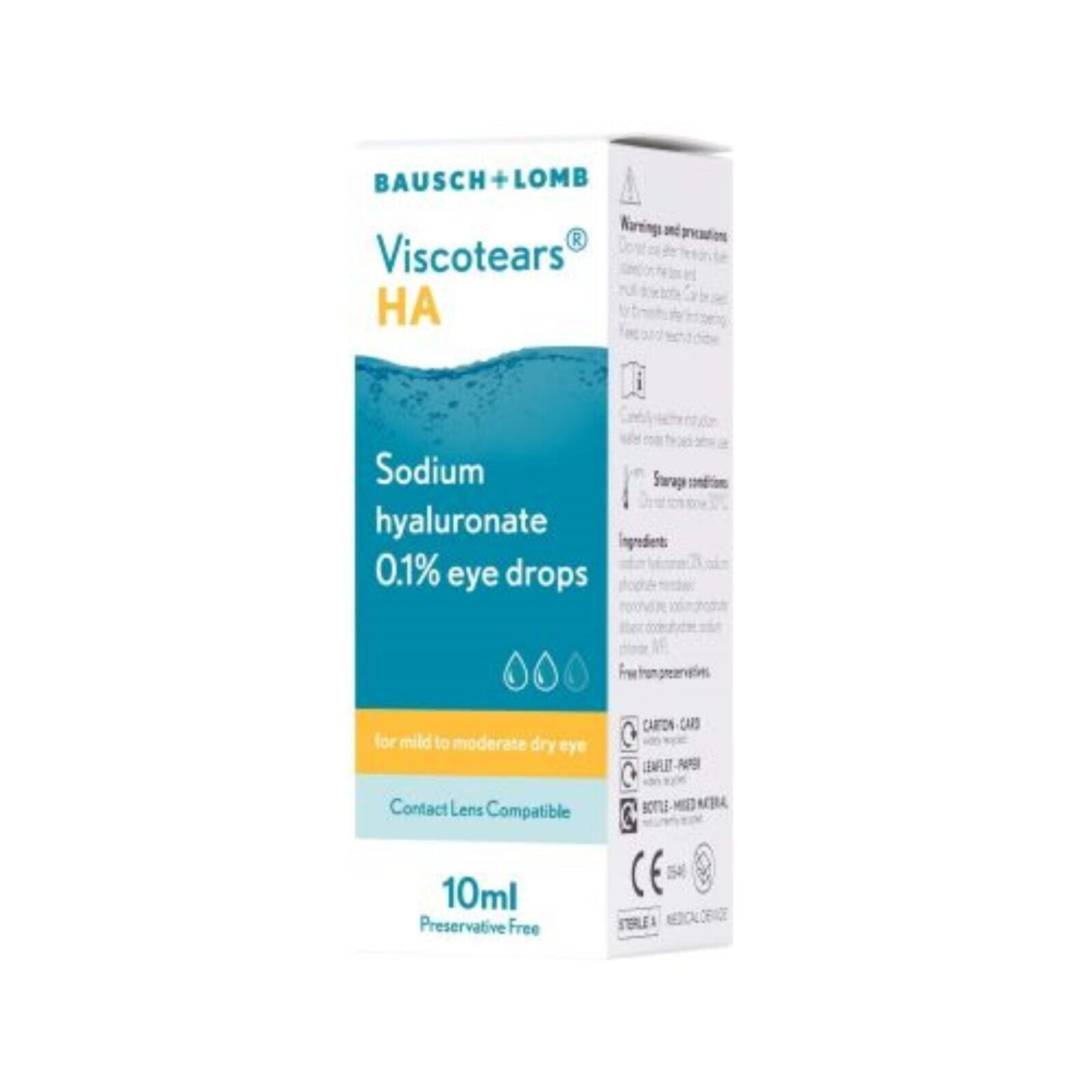 Viscotears HA Sodium Hyaluronate Eye Drops 10ml